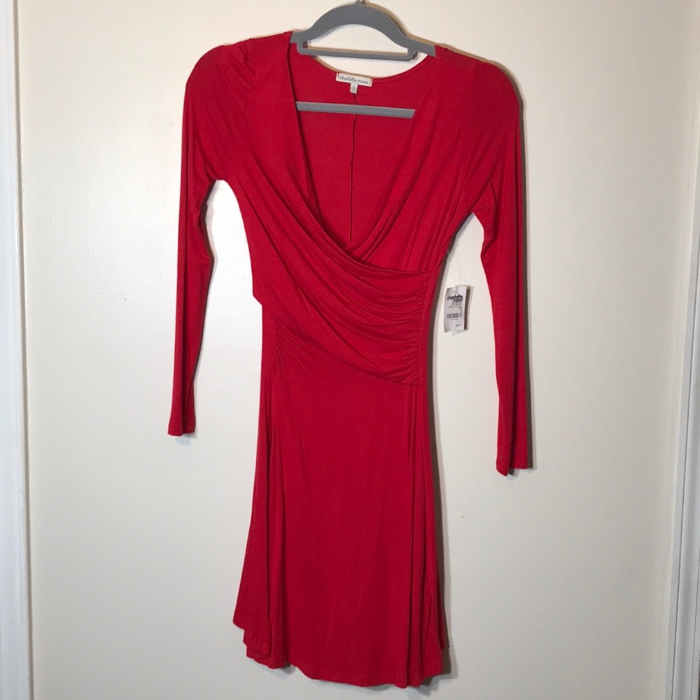 Charlotte Russe red long sleeve skater dress